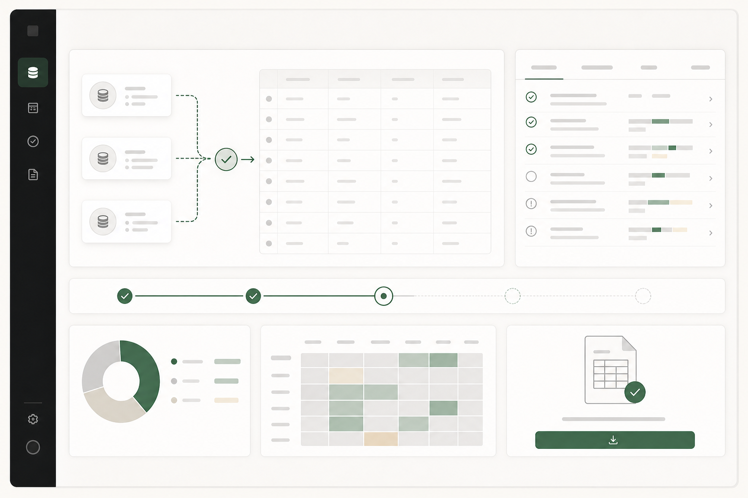 Illustration anonymisée d’un workflow de rapprochement et de validation de données